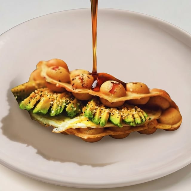 Avocado Egg Toast Waffle.