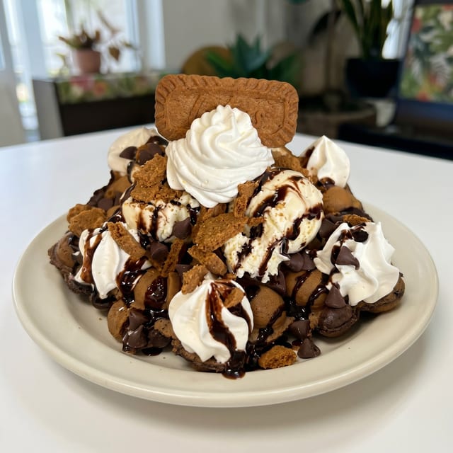 S'mores Kuki Crunch Waffle Sundae.